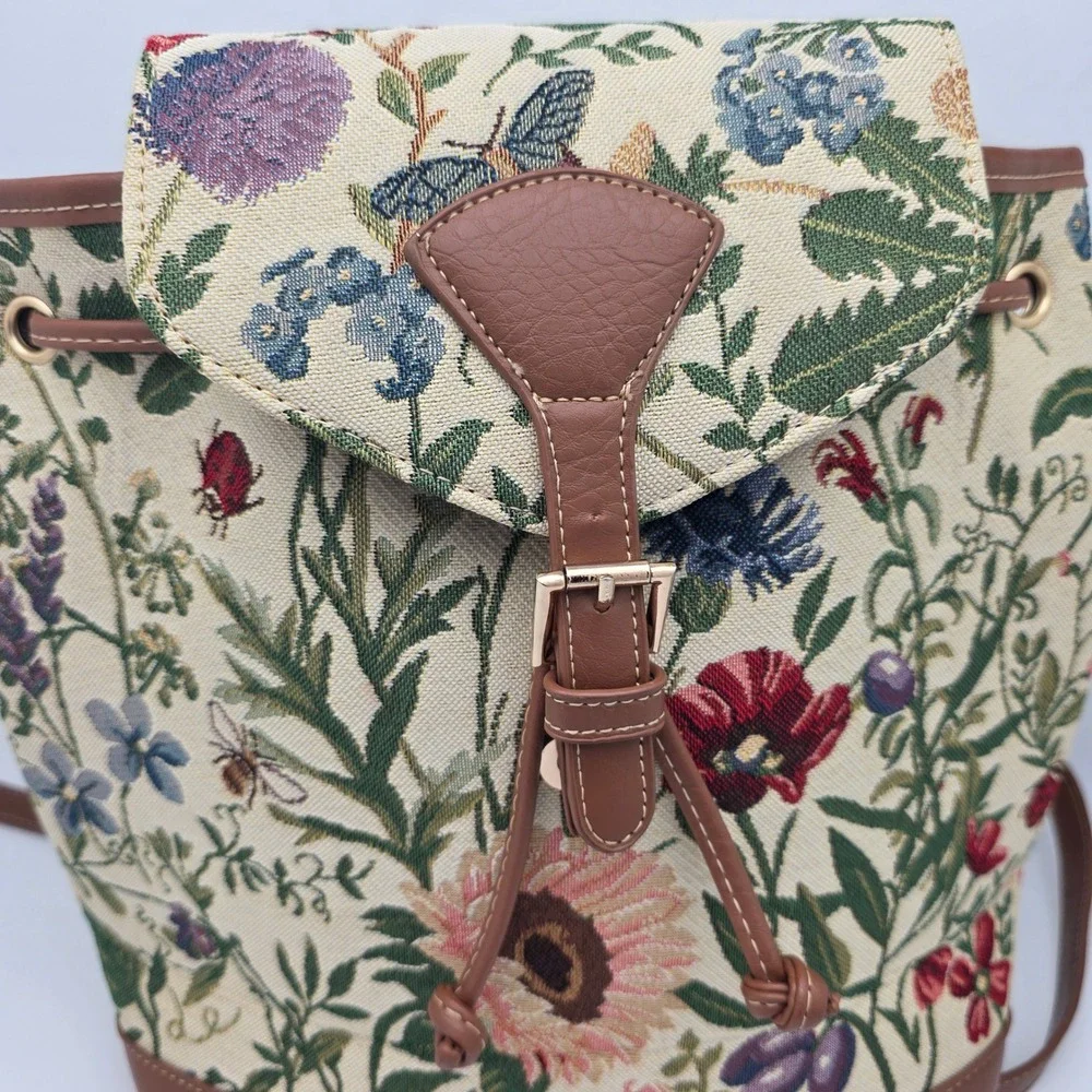 Tapestry Floral Backpack Witchy Moth Cottagecore Fairycore Grandmacore Botanical